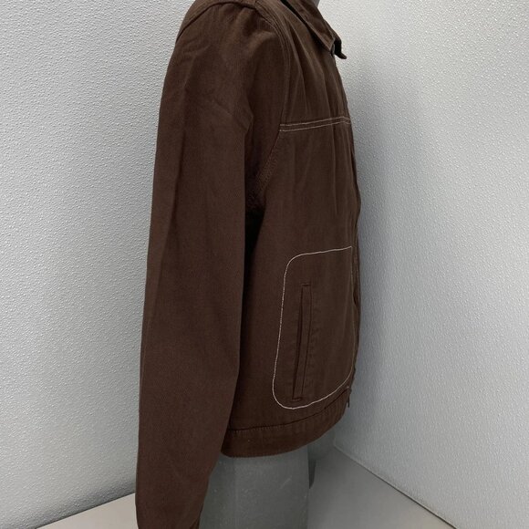 Mechali Men's Contrast Stitch Worker Jacket – Coffee Brown – Size S – NWT - Picture 9 of 13